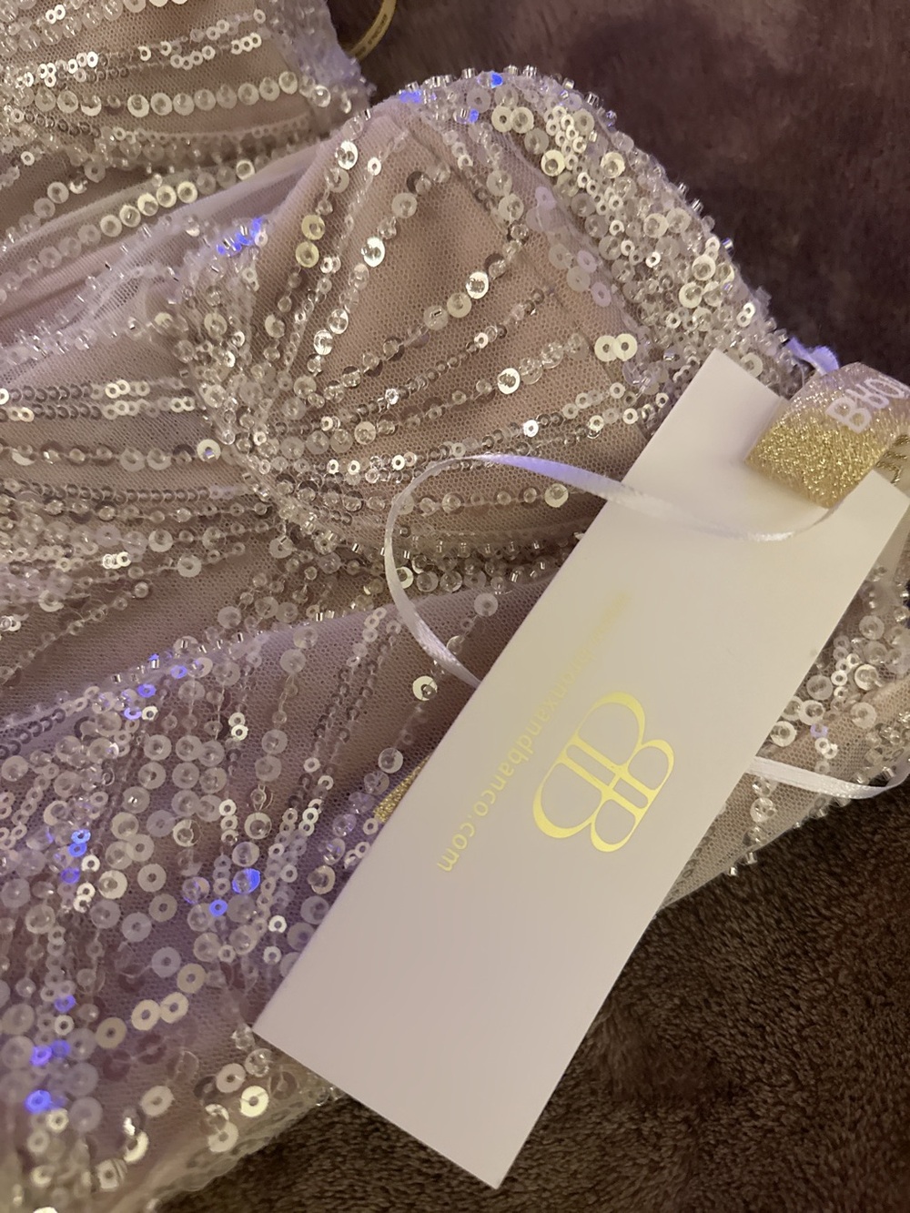 Bronx and Banco Ivory Sequin Strapless Party Dress - Picture 2 of 4